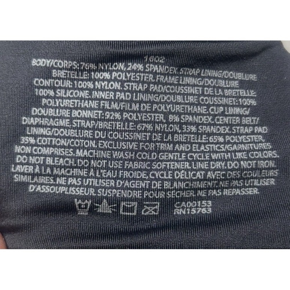 Champion Black Sports Bra Max Support Wireless Tagless Nylon Spandex Womens 36D - Picture 5 of 9